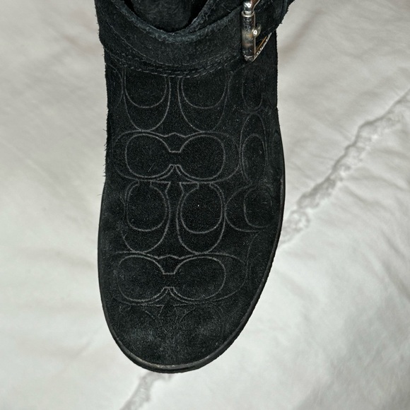Coach Thelma Black Signature Embossed Suede Boots size 8 in good condition sexy - Picture 12 of 16